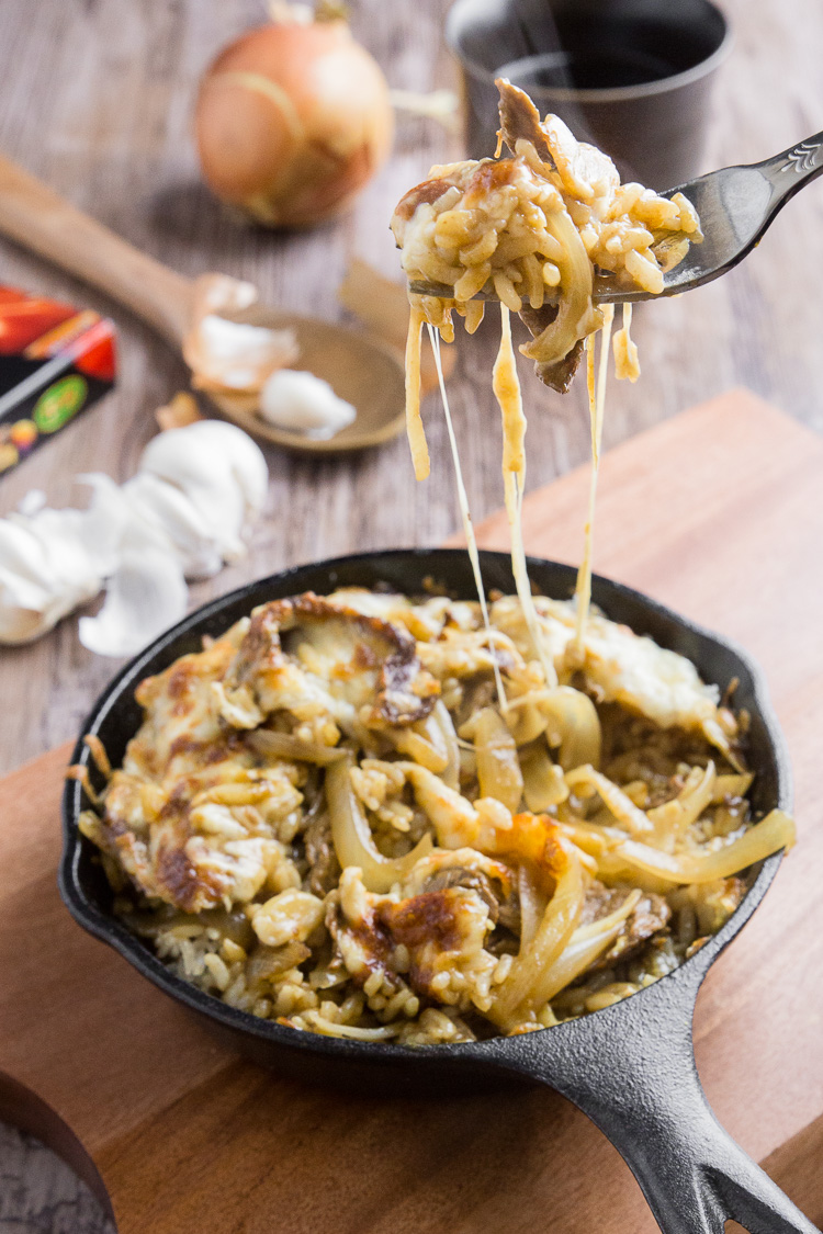 This no fuss Japanese beef curry is the real deal. Aromatic rice soaked in sweet and spicy Japanese curry, with juicy beef and melted mozzarella cheese.