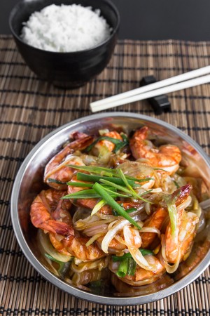 Stir-Fried Butter Garlic Prawns with Soy Sauce